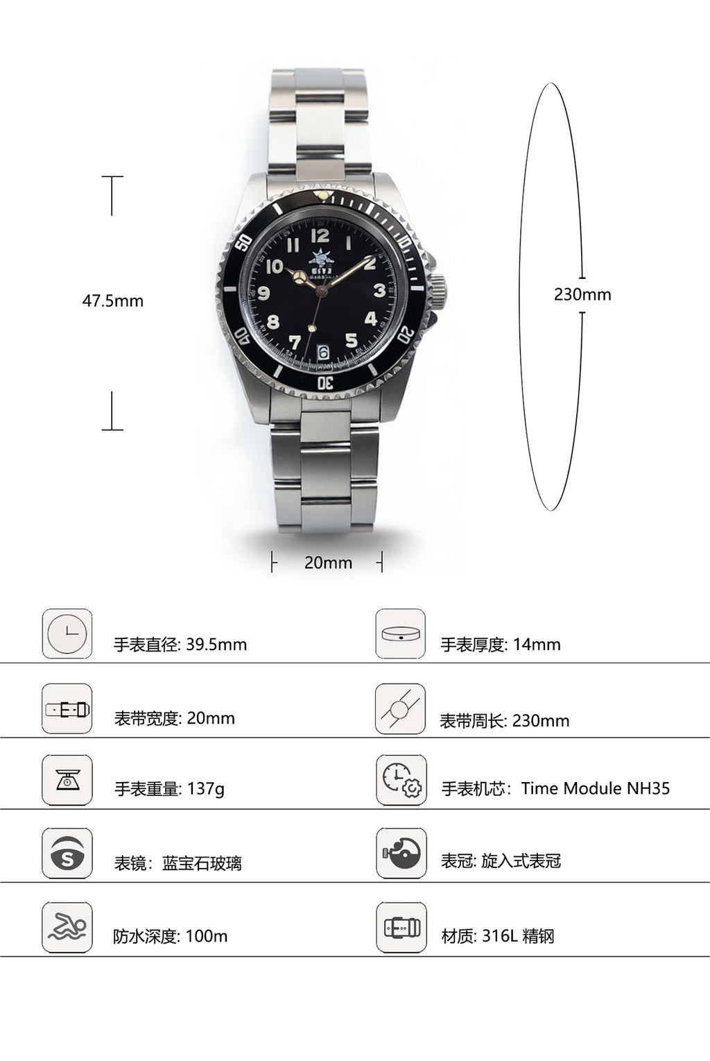 DAGGER-AXE Watch CIYE Men's Automatic Mechanical Retro Diving Watch