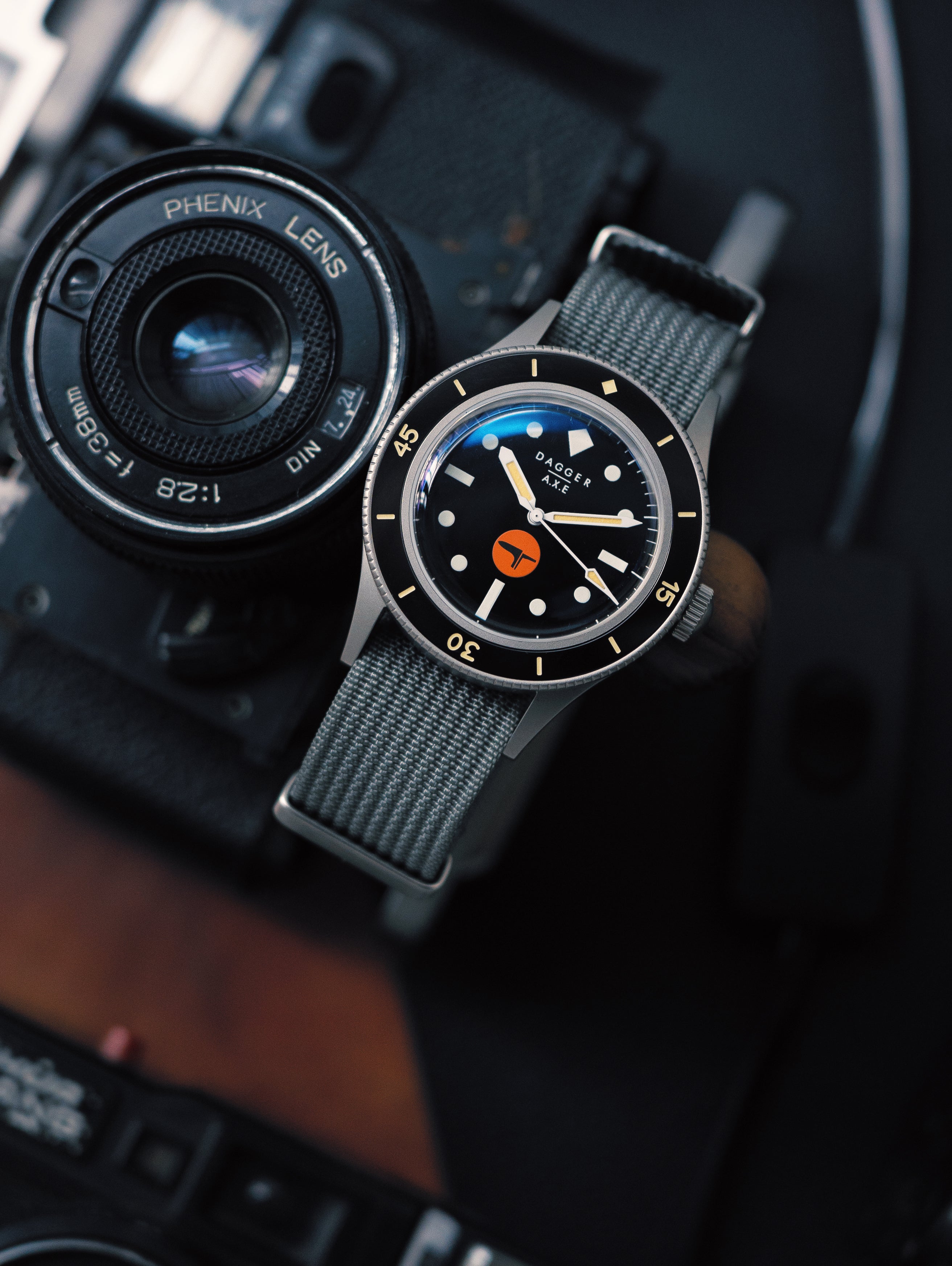 DAGGER-AXE Watch Classic Retro Small Sun Mechanical Diving Watch Ceramic Ring Men's Watch