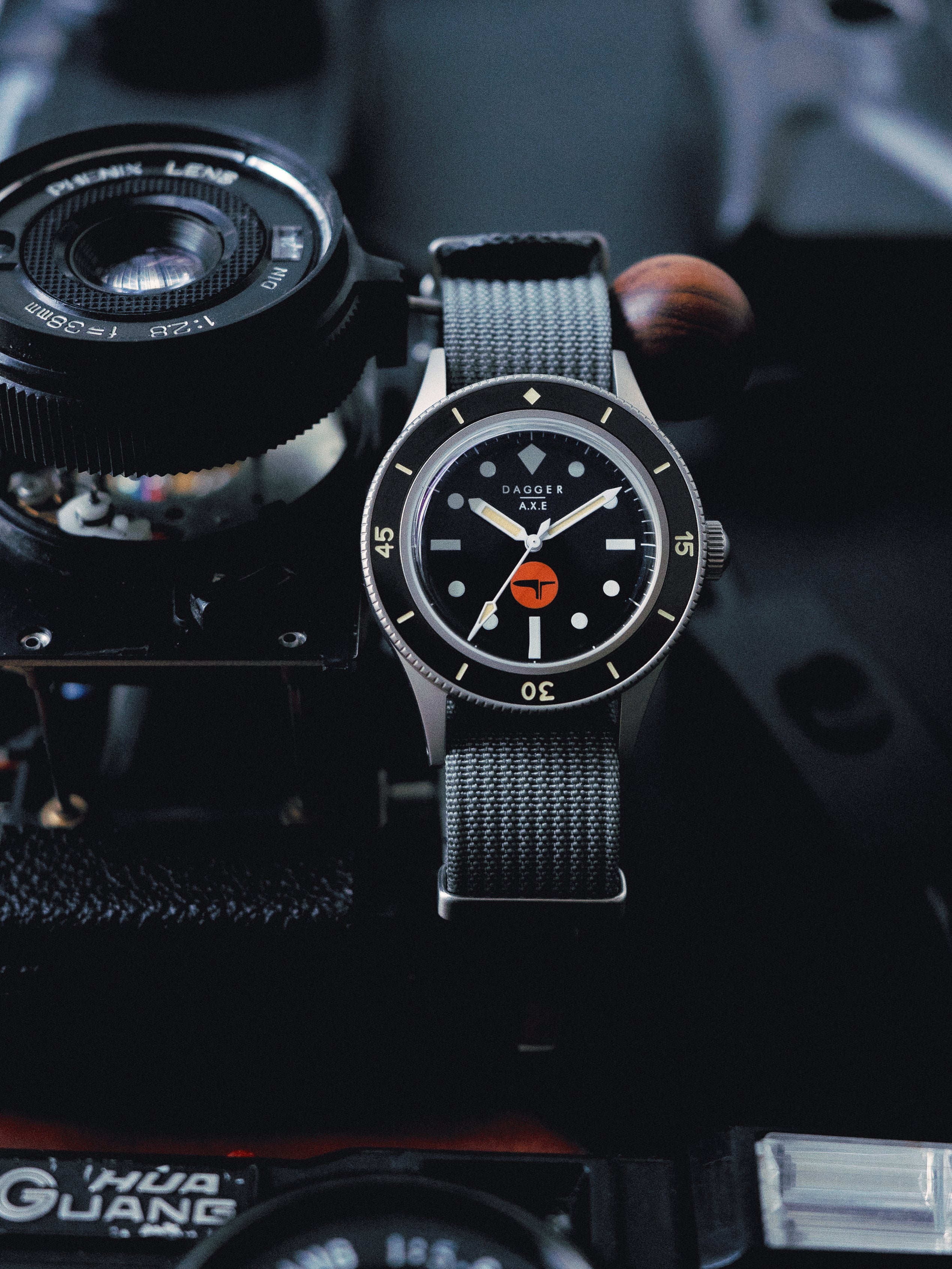 DAGGER-AXE Watch Classic Retro Small Sun Mechanical Diving Watch Ceramic Ring Men's Watch