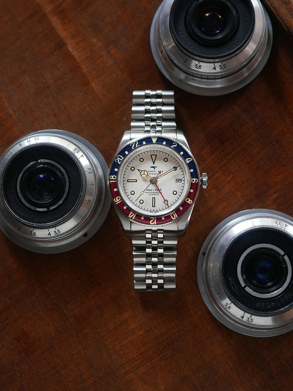Dagger-axe Watch Men's Automatic Mechanical Watch GMT Dual Time Zone Vintage Diving Watch