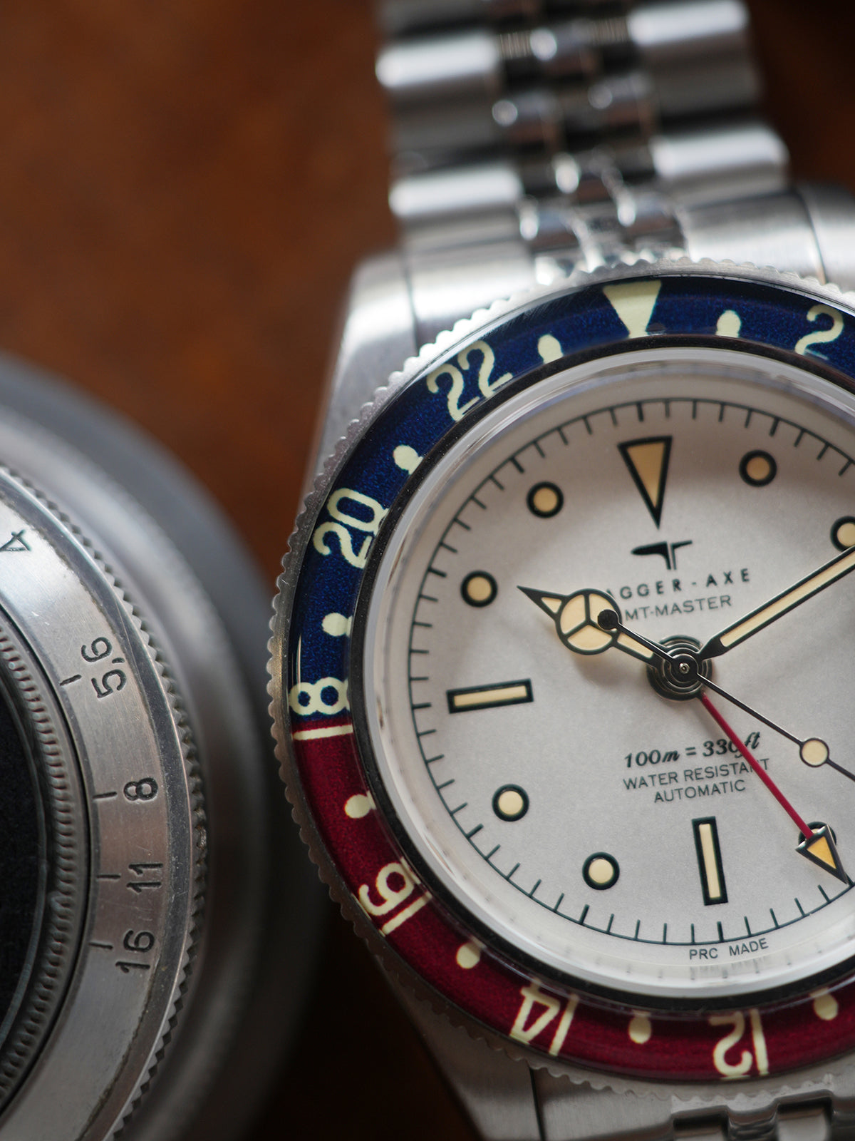 Dagger-axe Watch Men's Automatic Mechanical Watch GMT Dual Time Zone Vintage Diving Watch