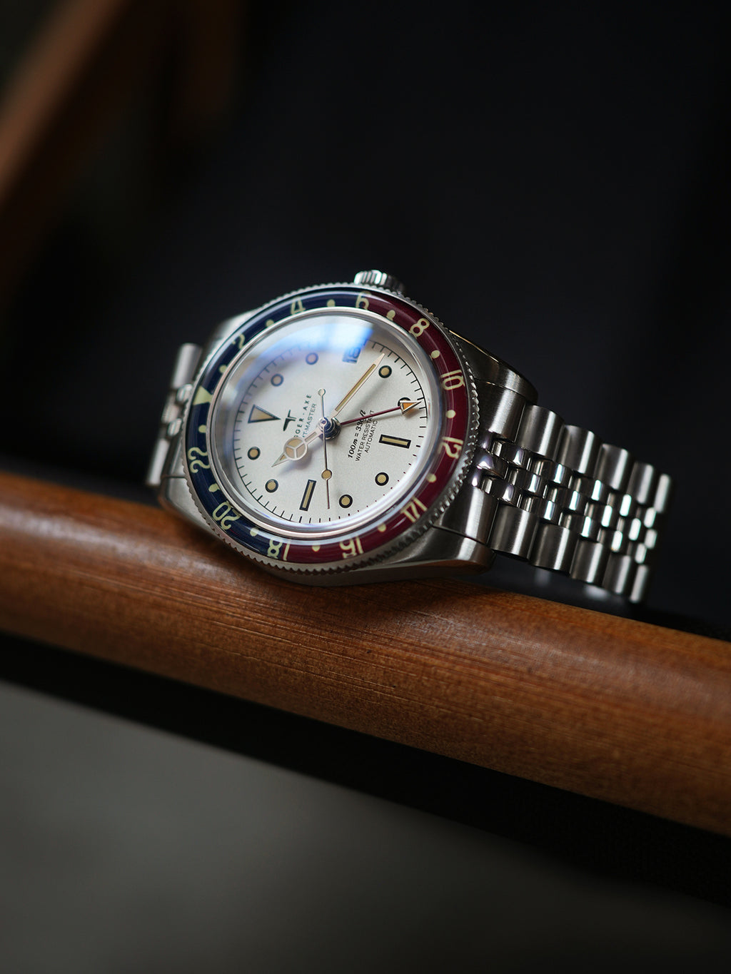 Dagger-axe Watch Men's Automatic Mechanical Watch GMT Dual Time Zone Vintage Diving Watch