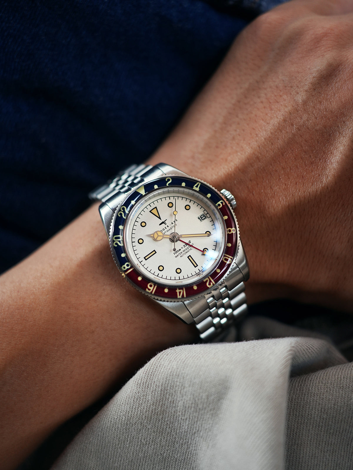 Dagger-axe Watch Men's Automatic Mechanical Watch GMT Dual Time Zone Vintage Diving Watch