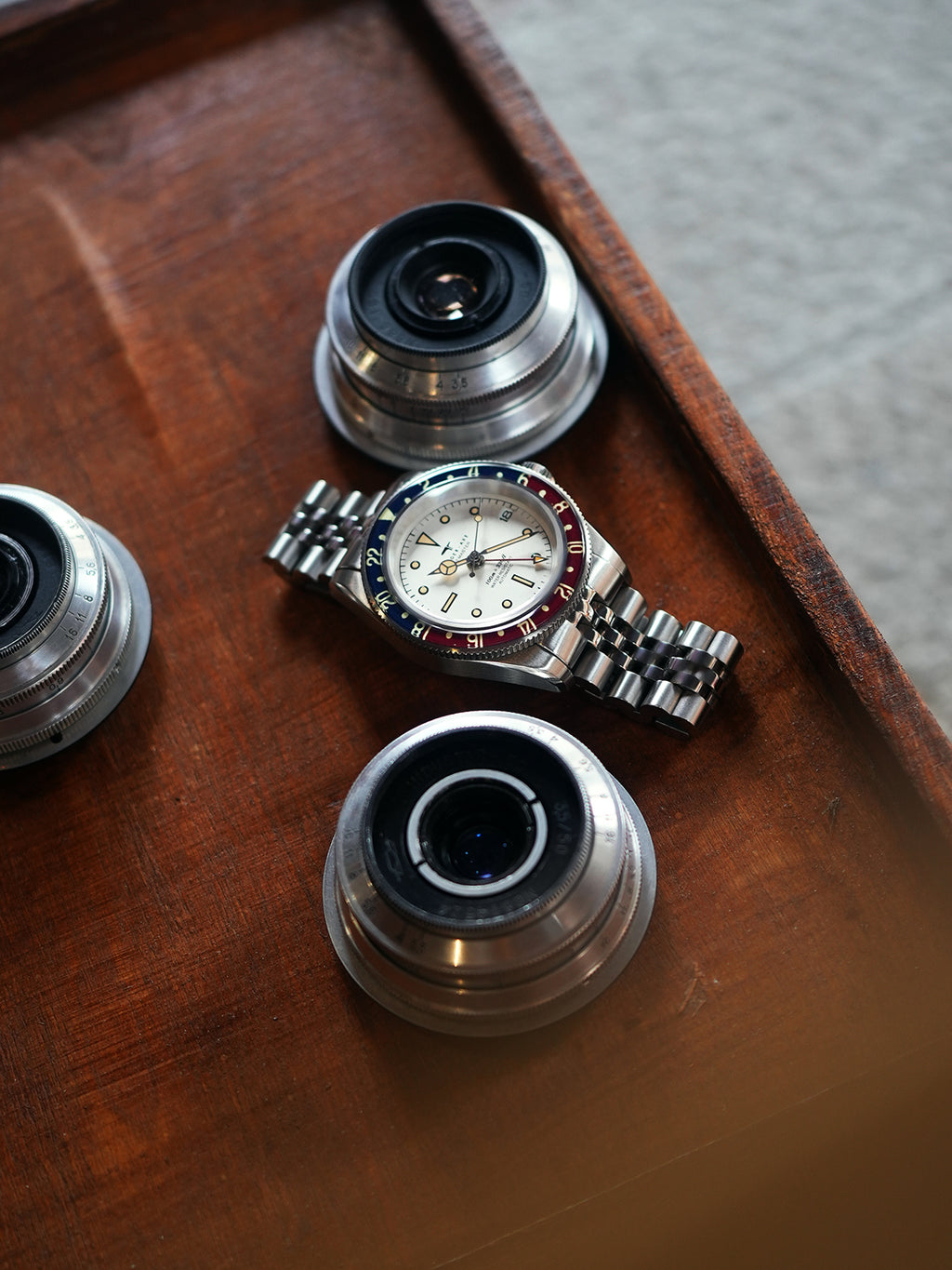 Dagger-axe Watch Men's Automatic Mechanical Watch GMT Dual Time Zone Vintage Diving Watch