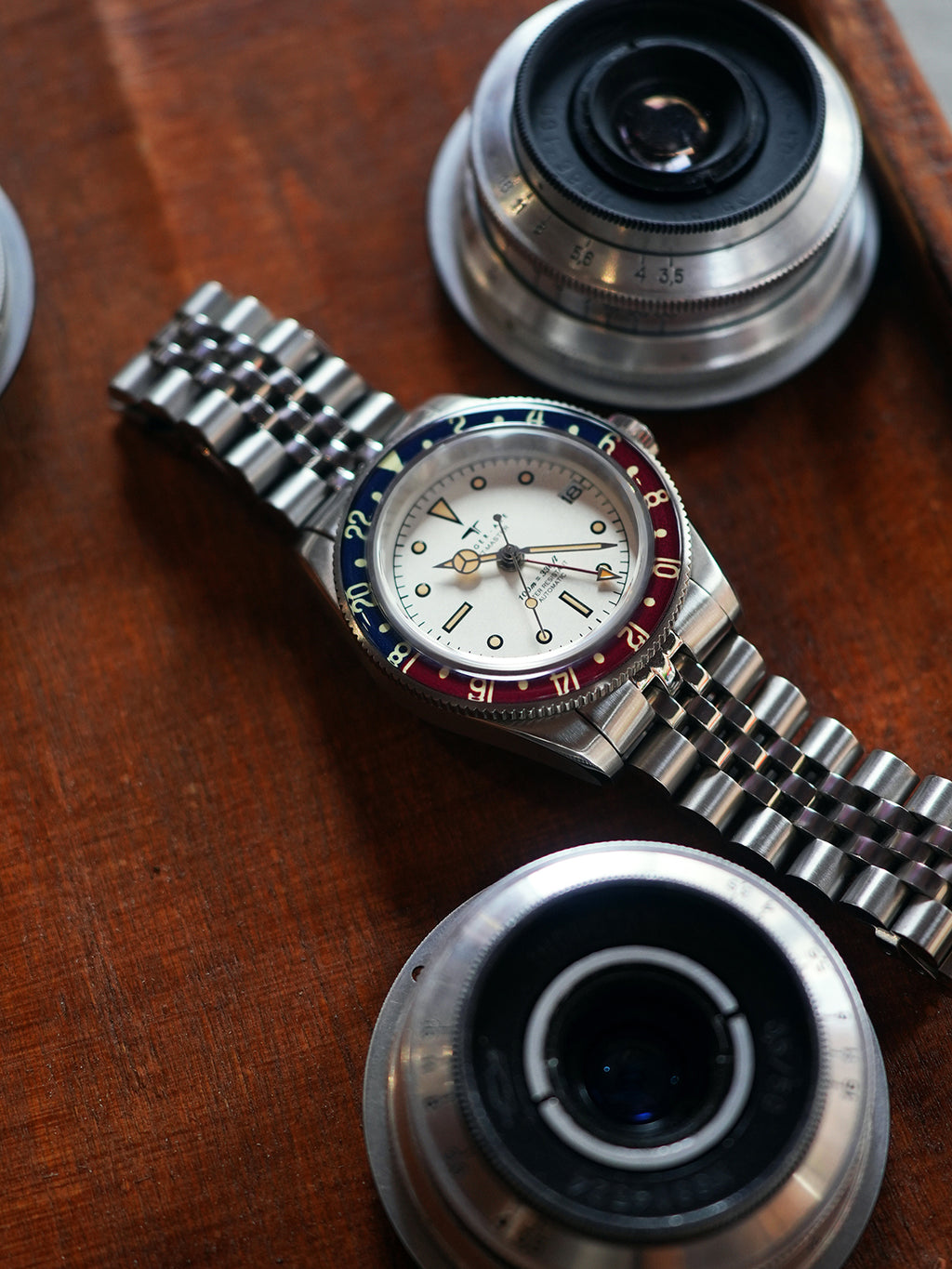 Dagger-axe Watch Men's Automatic Mechanical Watch GMT Dual Time Zone Vintage Diving Watch
