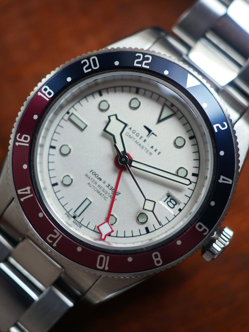 Dagger-axe Watch Four-pin Dual Time Zone Mechanical Watch Classic White Cola Ring Vintage Diving Watch