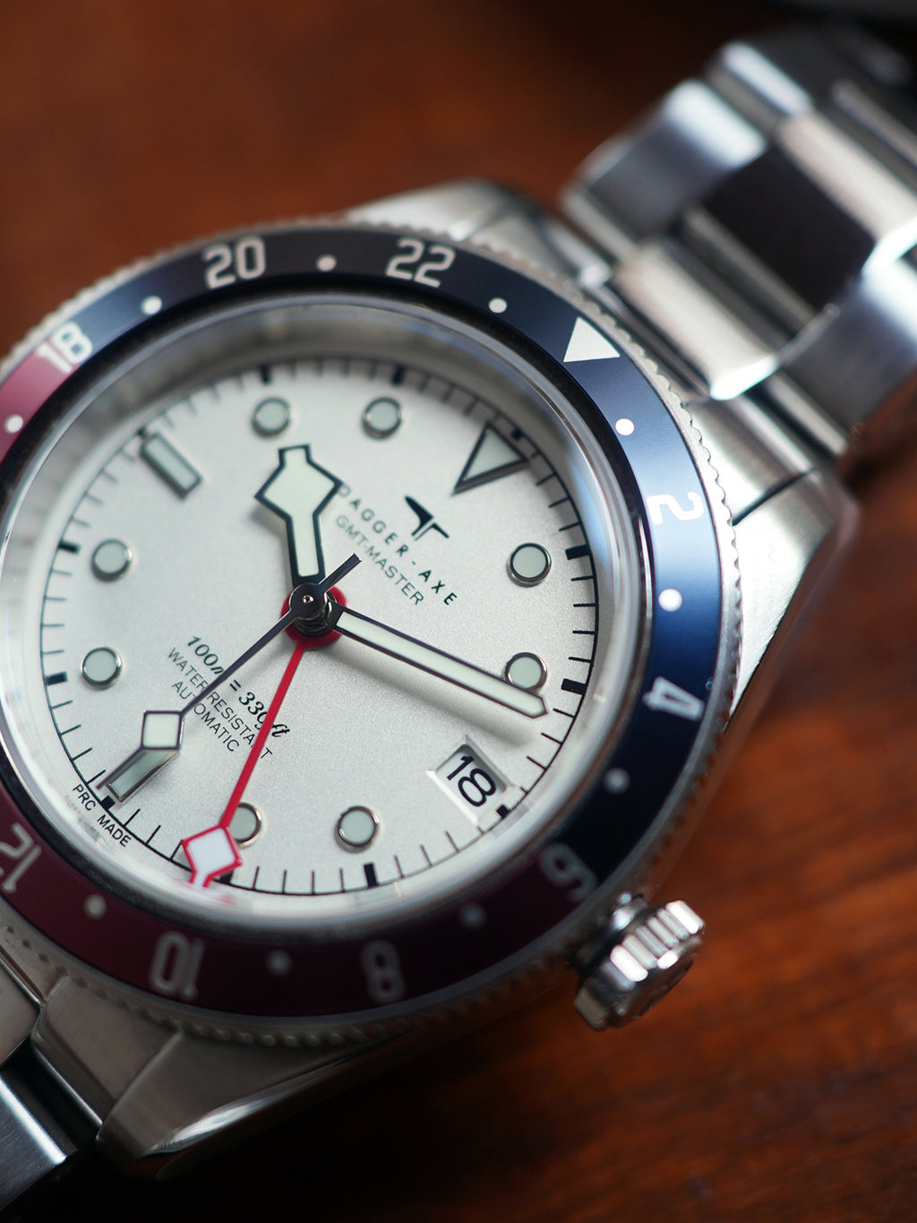 Dagger-axe Watch Four-pin Dual Time Zone Mechanical Watch Classic White Cola Ring Vintage Diving Watch