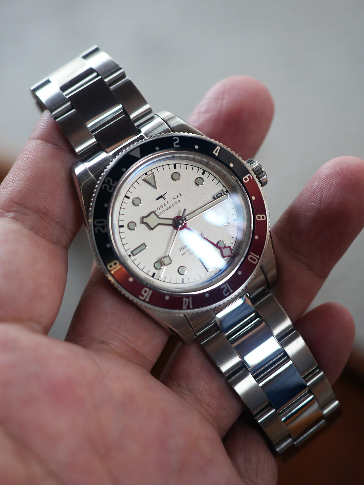 Dagger-axe Watch Four-pin Dual Time Zone Mechanical Watch Classic White Cola Ring Vintage Diving Watch