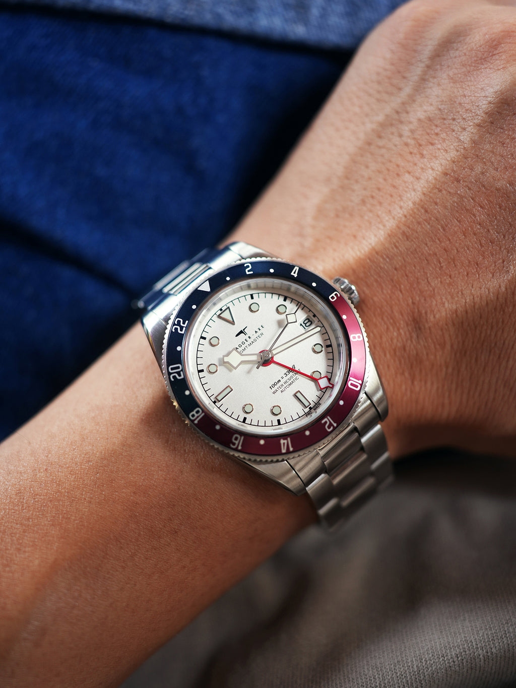 Dagger-axe Watch Four-pin Dual Time Zone Mechanical Watch Classic White Cola Ring Vintage Diving Watch