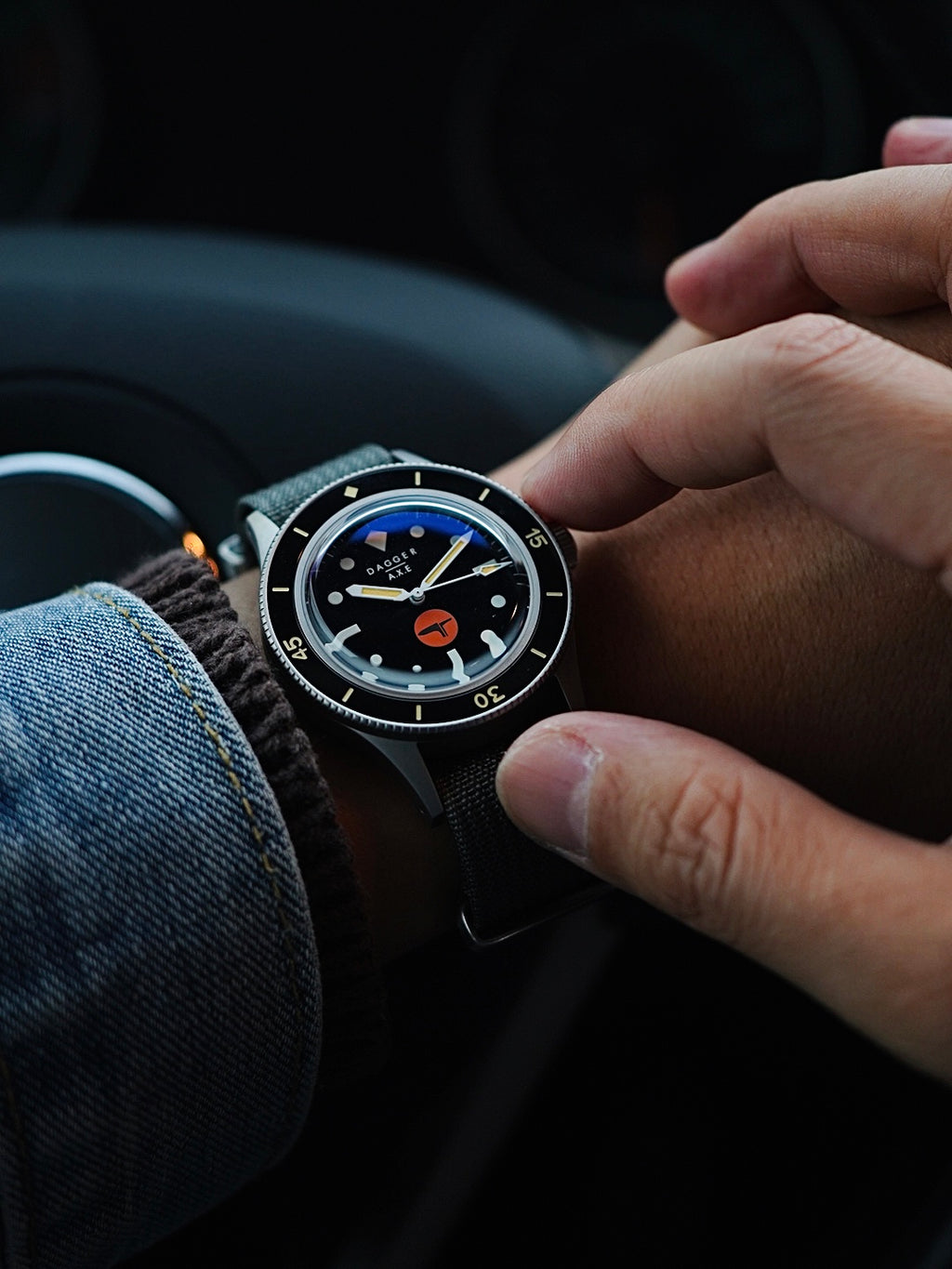 DAGGER-AXE Watch Classic Retro Small Sun Mechanical Diving Watch Ceramic Ring Men's Watch