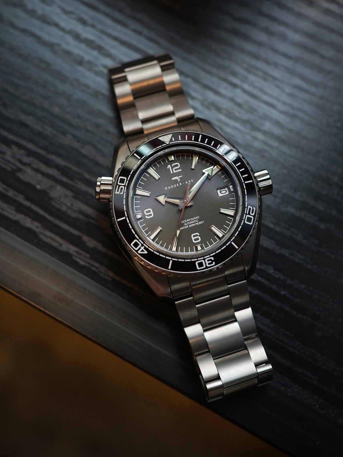Dagger-axe Men's Diving Watch Titanium Seahorse Grey Disc Sapphire Mechanical Vintage Watch