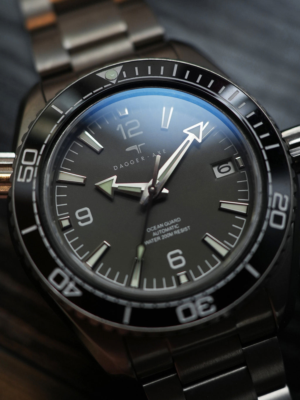 Dagger-axe Men's Diving Watch Titanium Seahorse Grey Disc Sapphire Mechanical Vintage Watch