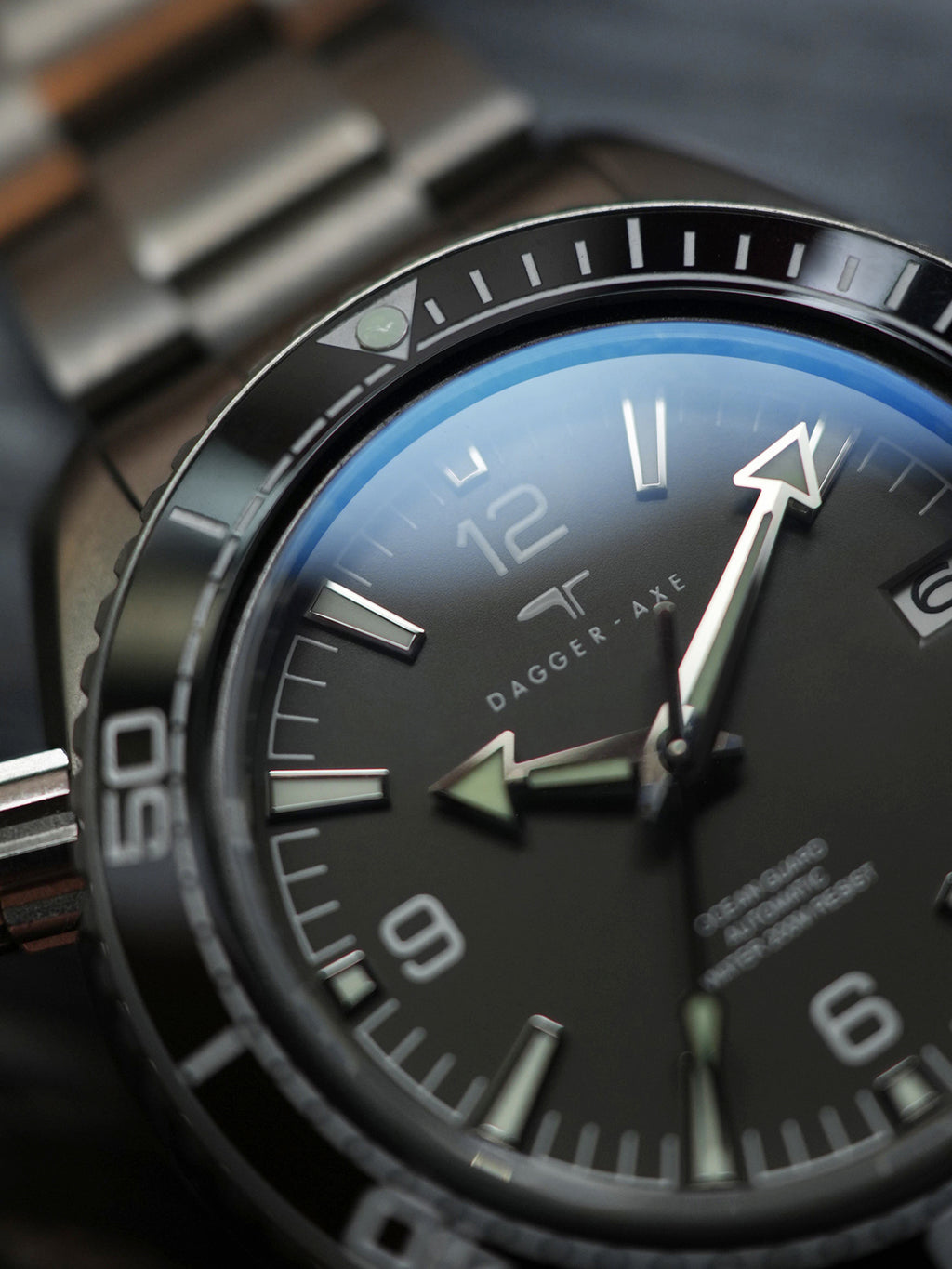 Dagger-axe Men's Diving Watch Titanium Seahorse Grey Disc Sapphire Mechanical Vintage Watch