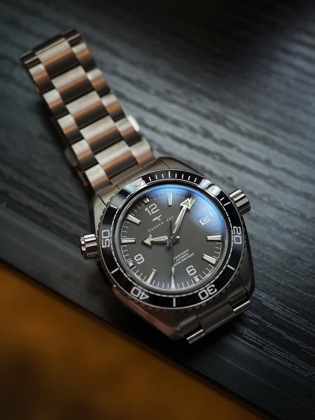 Dagger-axe Men's Diving Watch Titanium Seahorse Grey Disc Sapphire Mechanical Vintage Watch