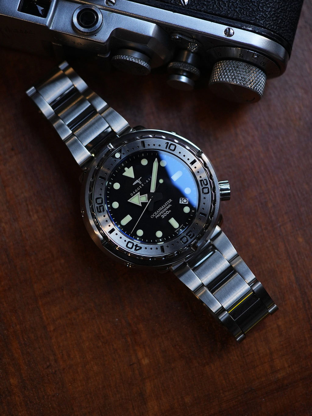 DAGGER-AXE watch classic retro mechanical watch steel chain diving watch vintage can watch