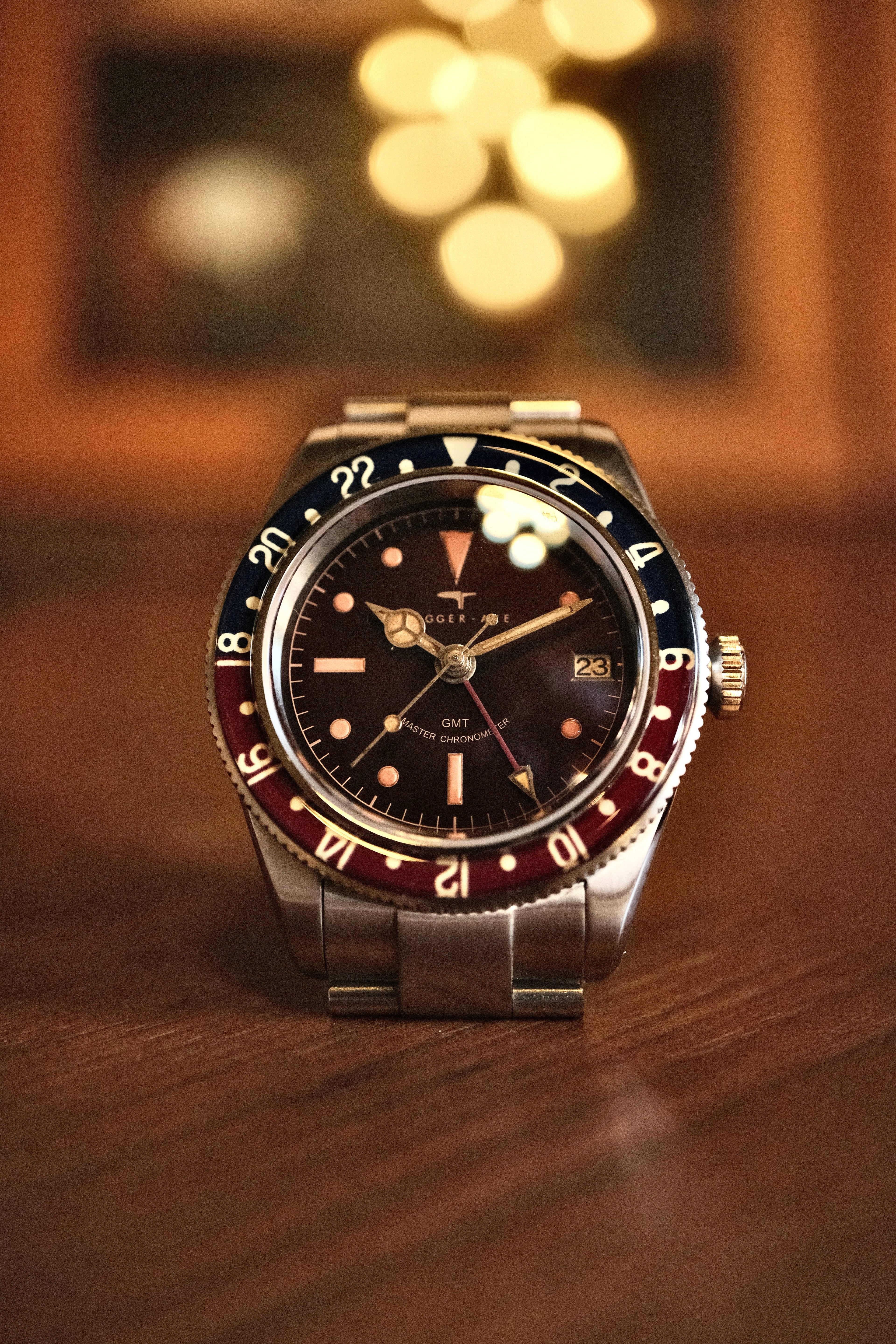 DAGGER-AXE watch old antique watch GMT two time retro mechanical watch Pepsi ring waterproof all luminous men's watch
