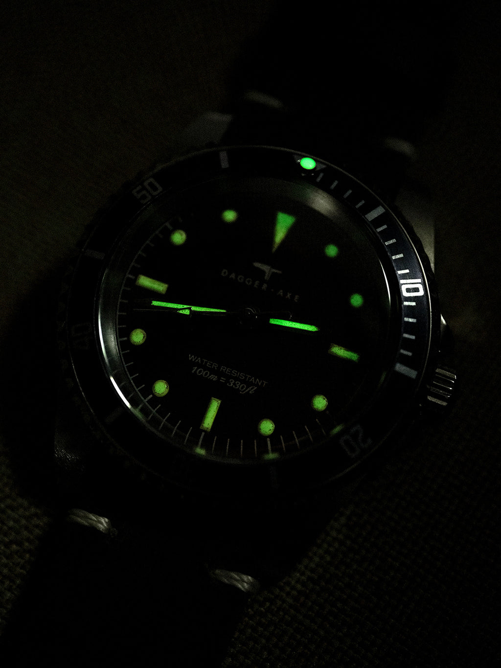 DAGGER-AXE watch 1950S water ghost genuine leather waterproof retro mechanical watch diving watch vintage