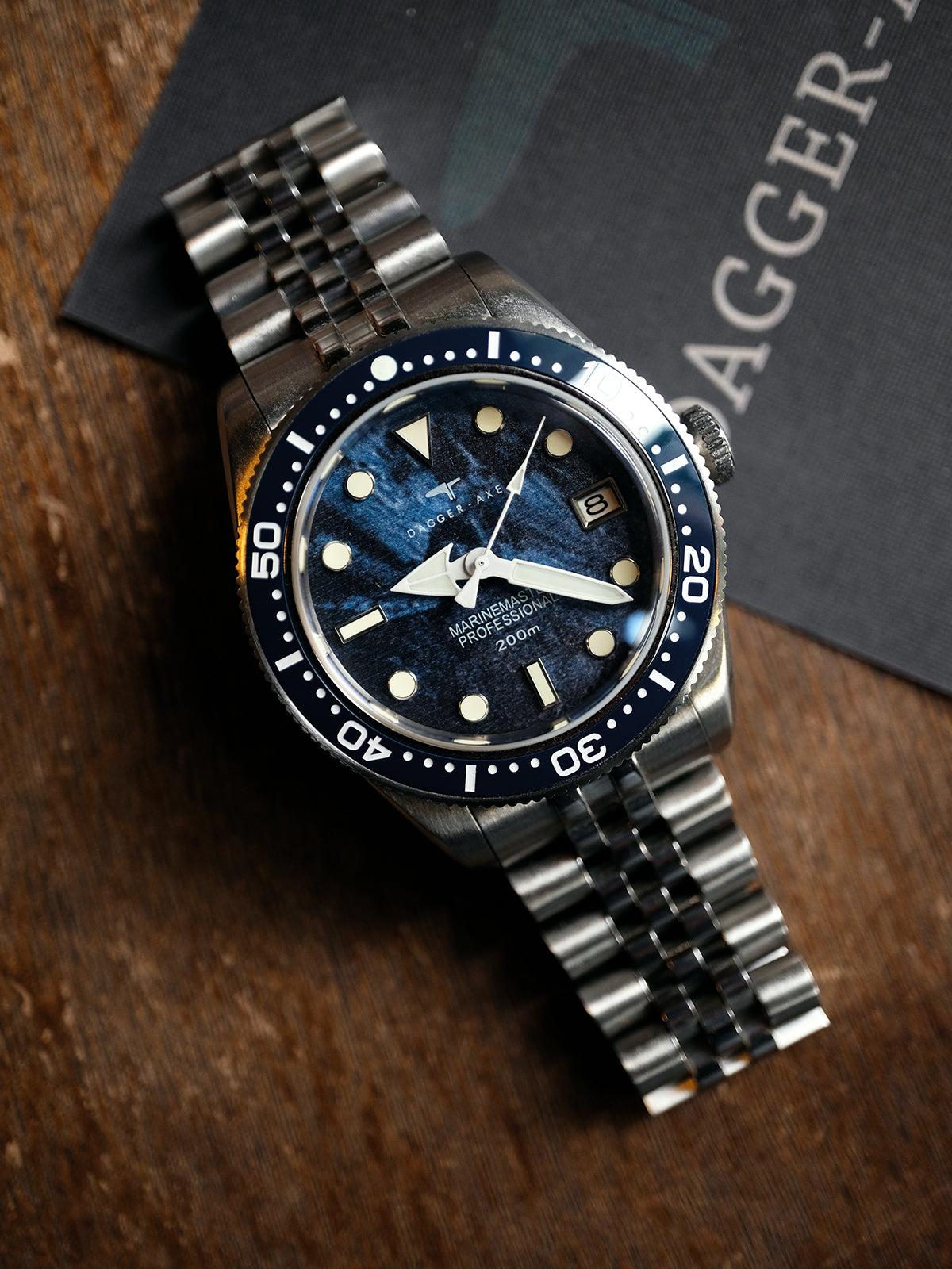 Dagger-axe Watch Rock Texture Dial Automatic Mechanical Watch Waterproof Luminous Five-bead Chain Men's Watch