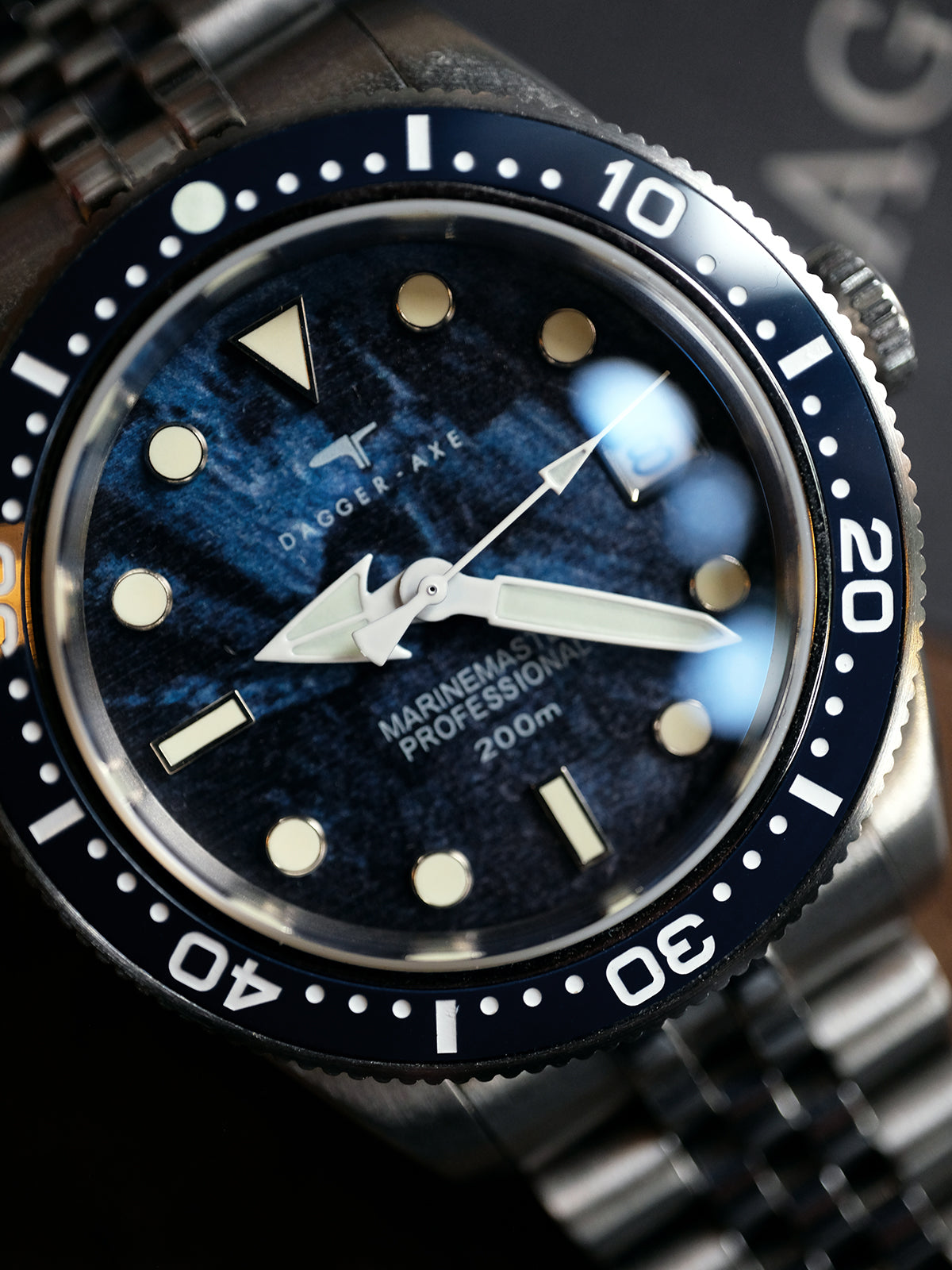 Dagger-axe Watch Rock Texture Dial Automatic Mechanical Watch Waterproof Luminous Five-bead Chain Men's Watch