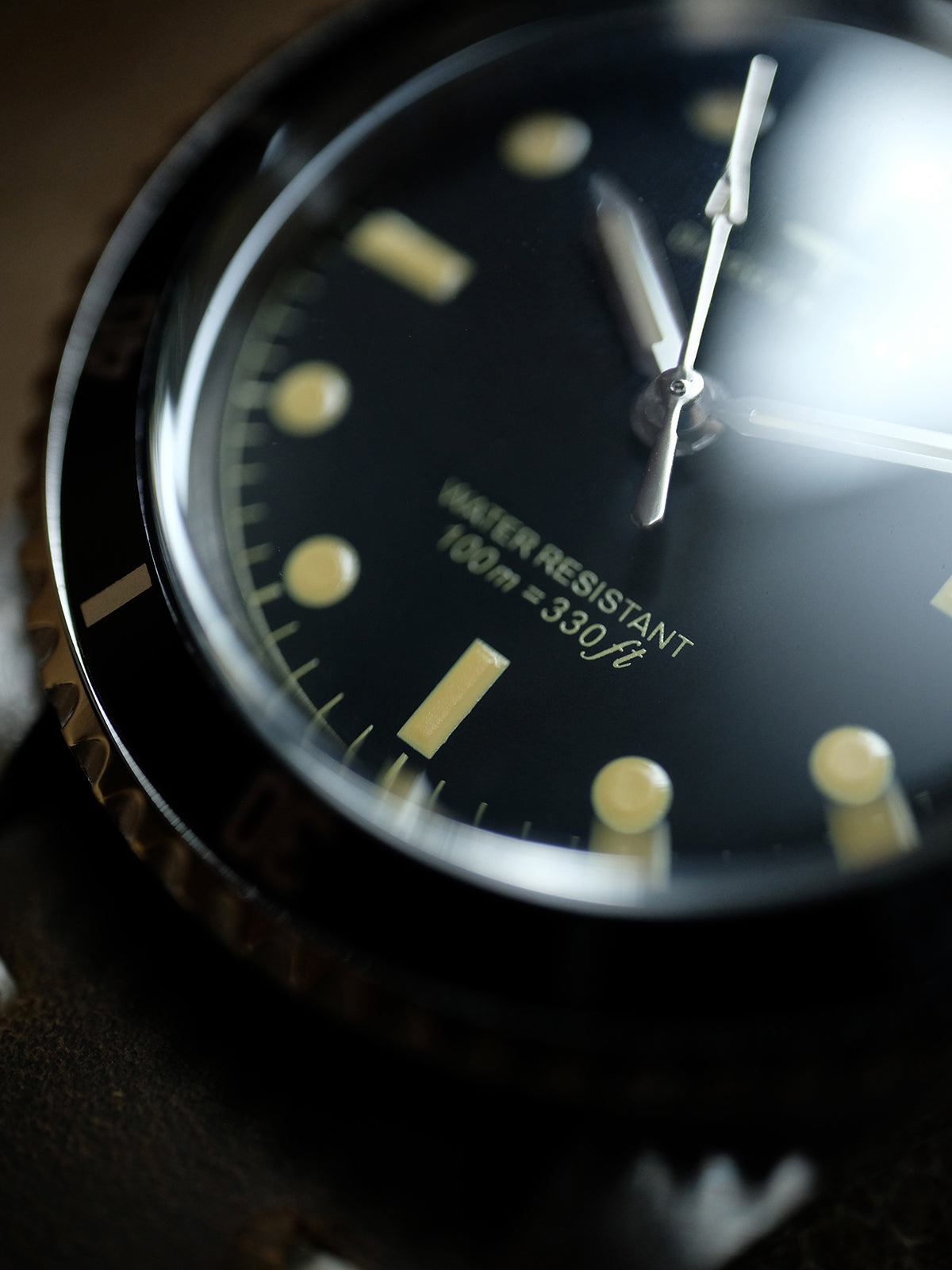 DAGGER-AXE watch 1950S water ghost genuine leather waterproof retro mechanical watch diving watch vintage