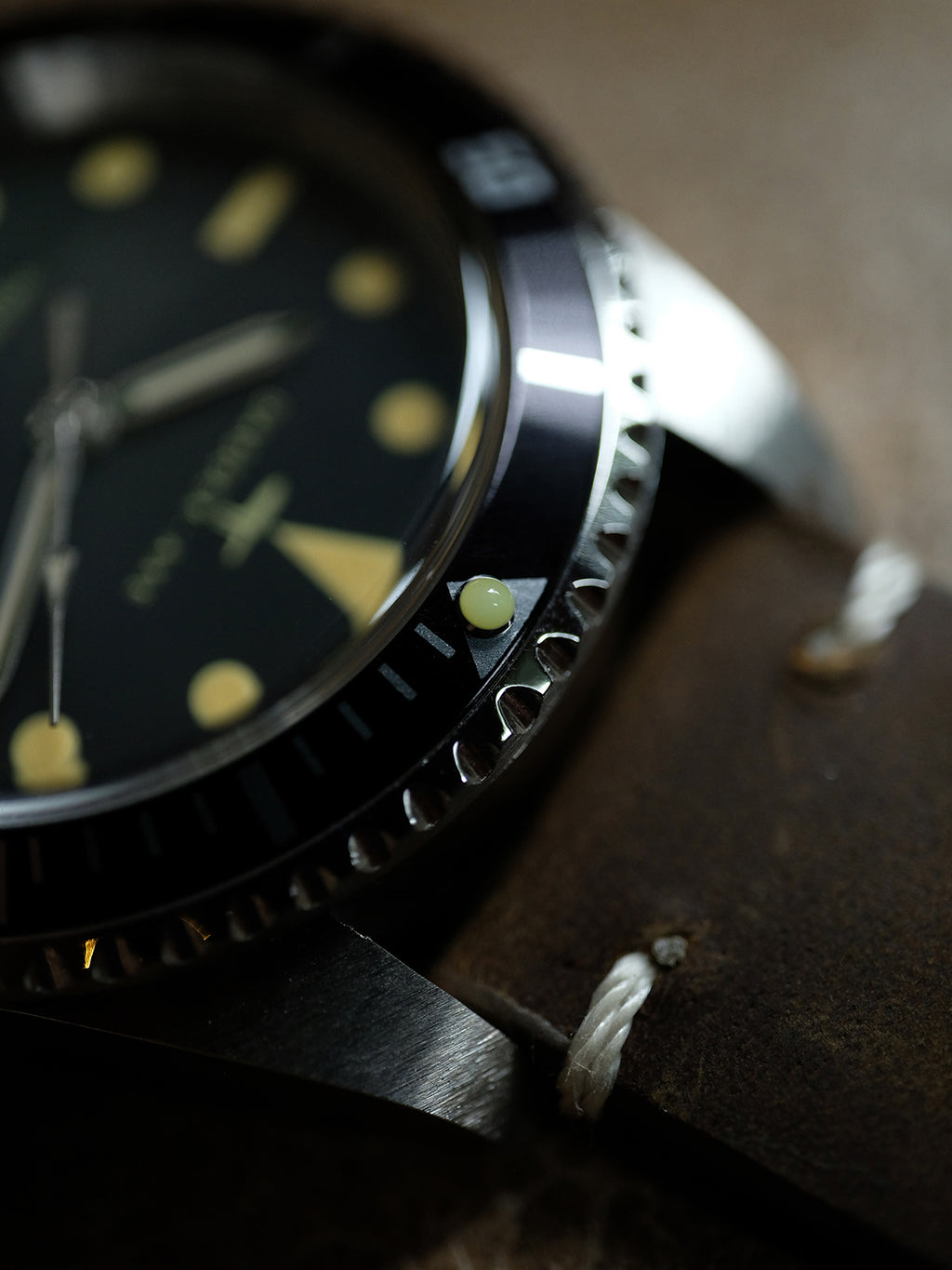 DAGGER-AXE watch 1950S water ghost genuine leather waterproof retro mechanical watch diving watch vintage