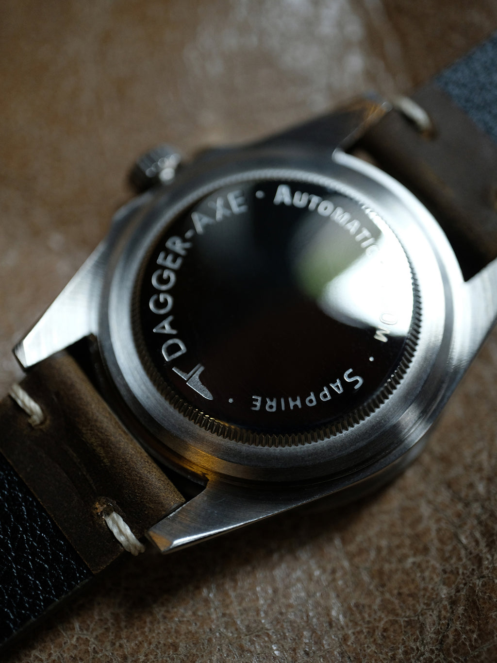DAGGER-AXE watch 1950S water ghost genuine leather waterproof retro mechanical watch diving watch vintage