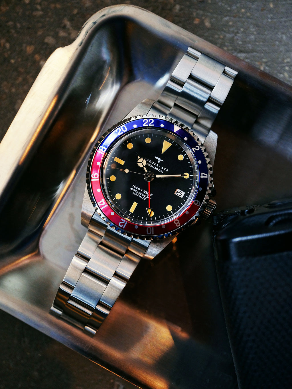 DAGGER-AXE watch retro mechanical diving watch Pepsi ring vintage day tide wear tide watch