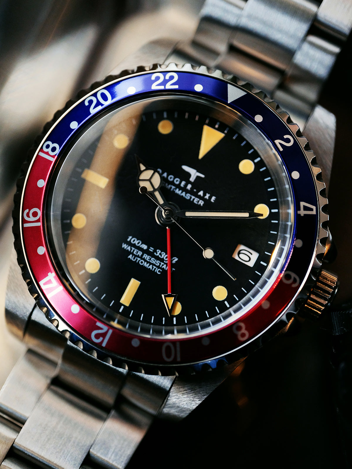 DAGGER-AXE watch retro mechanical diving watch Pepsi ring vintage day tide wear tide watch