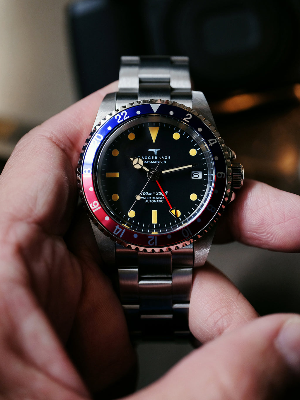 DAGGER-AXE watch retro mechanical diving watch Pepsi ring vintage day tide wear tide watch