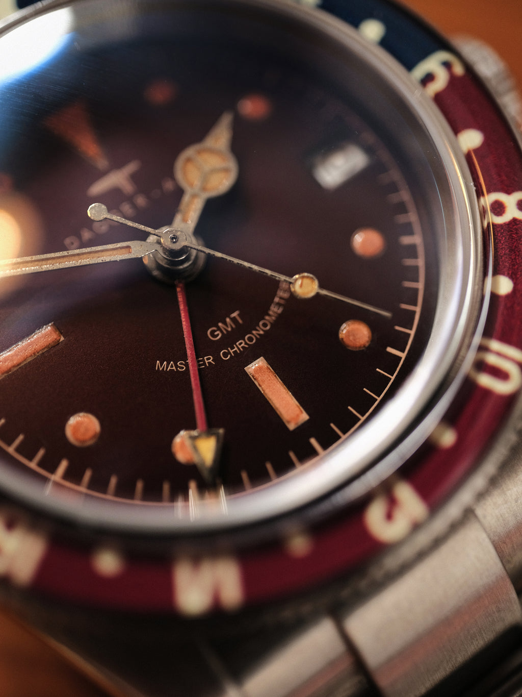 DAGGER-AXE watch old antique watch GMT two time retro mechanical watch Pepsi ring waterproof all luminous men's watch