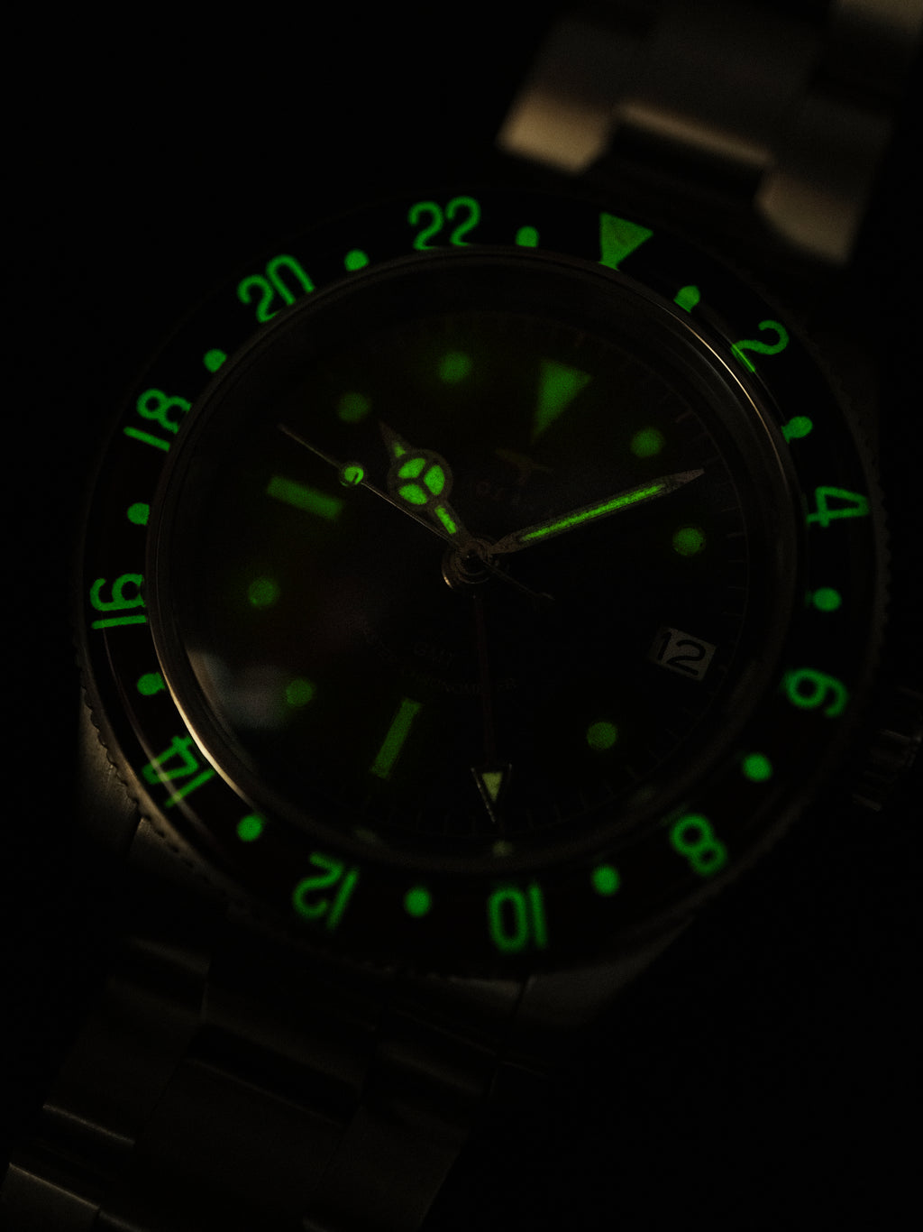 DAGGER-AXE watch old antique watch GMT two time retro mechanical watch Pepsi ring waterproof all luminous men's watch