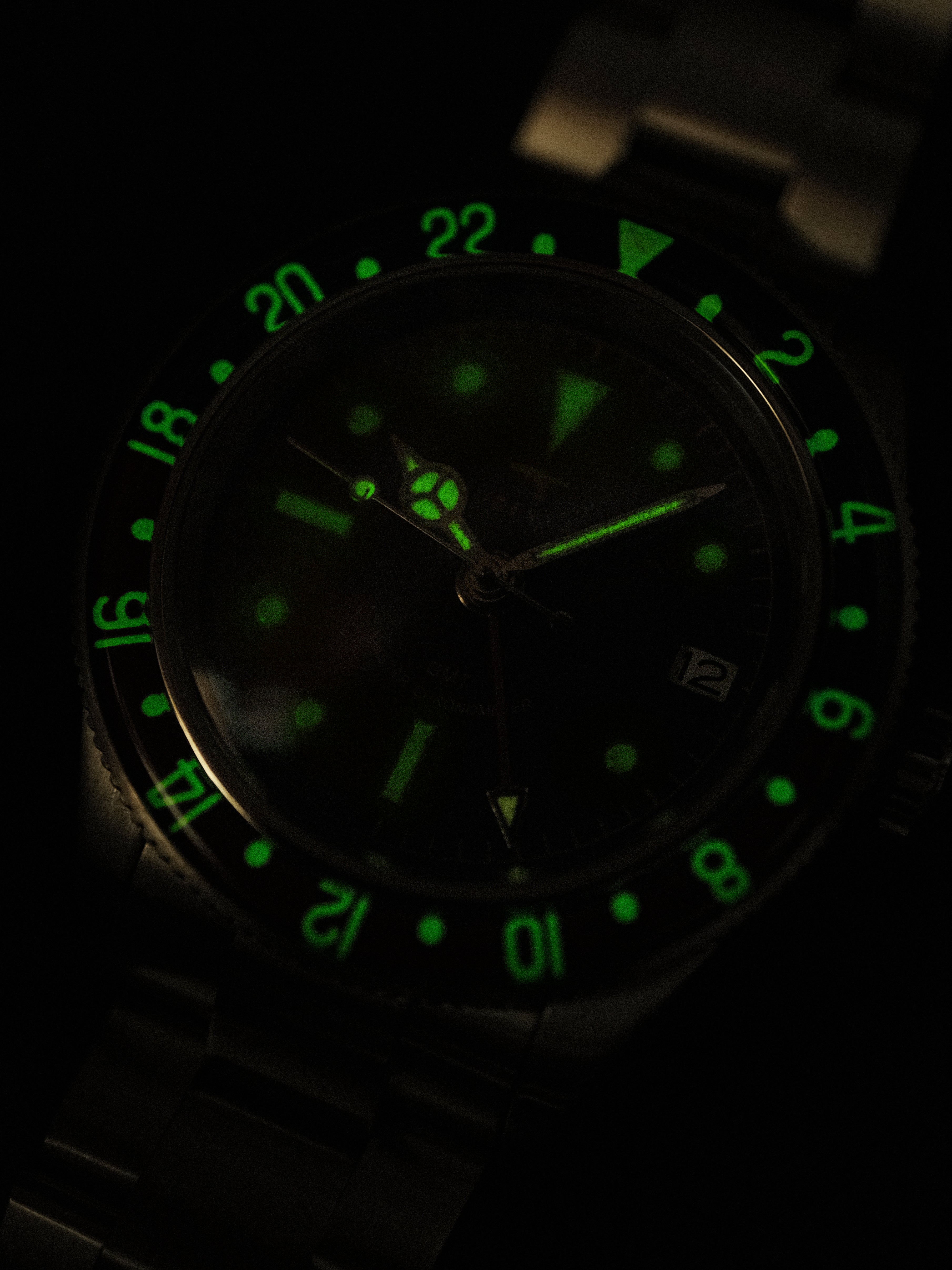DAGGER-AXE watch old antique watch GMT two time retro mechanical watch Pepsi ring waterproof all luminous men's watch