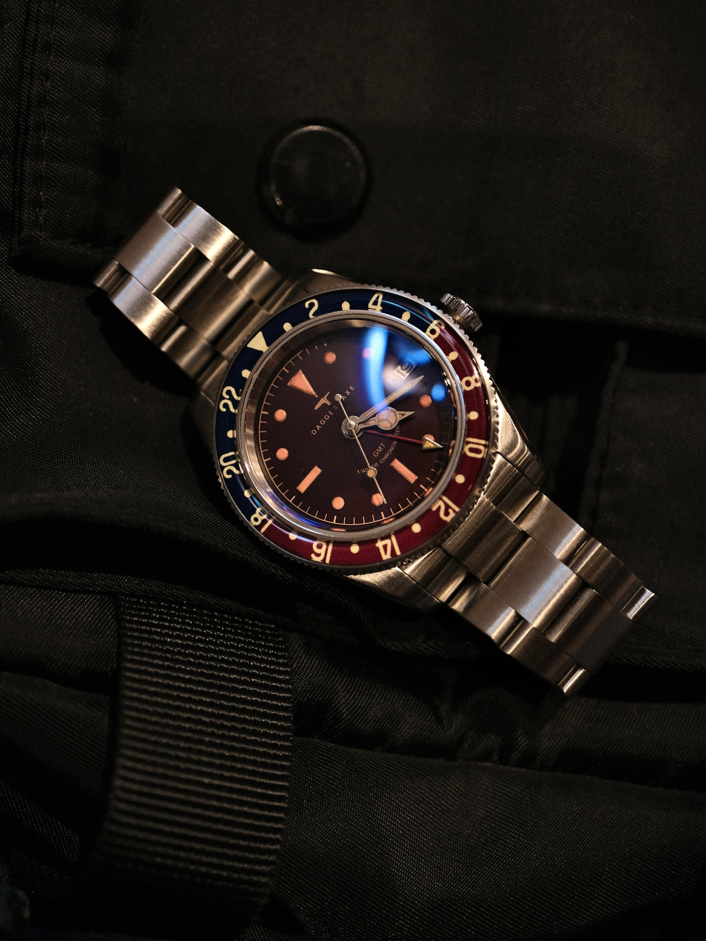 DAGGER-AXE watch old antique watch GMT two time retro mechanical watch Pepsi ring waterproof all luminous men's watch