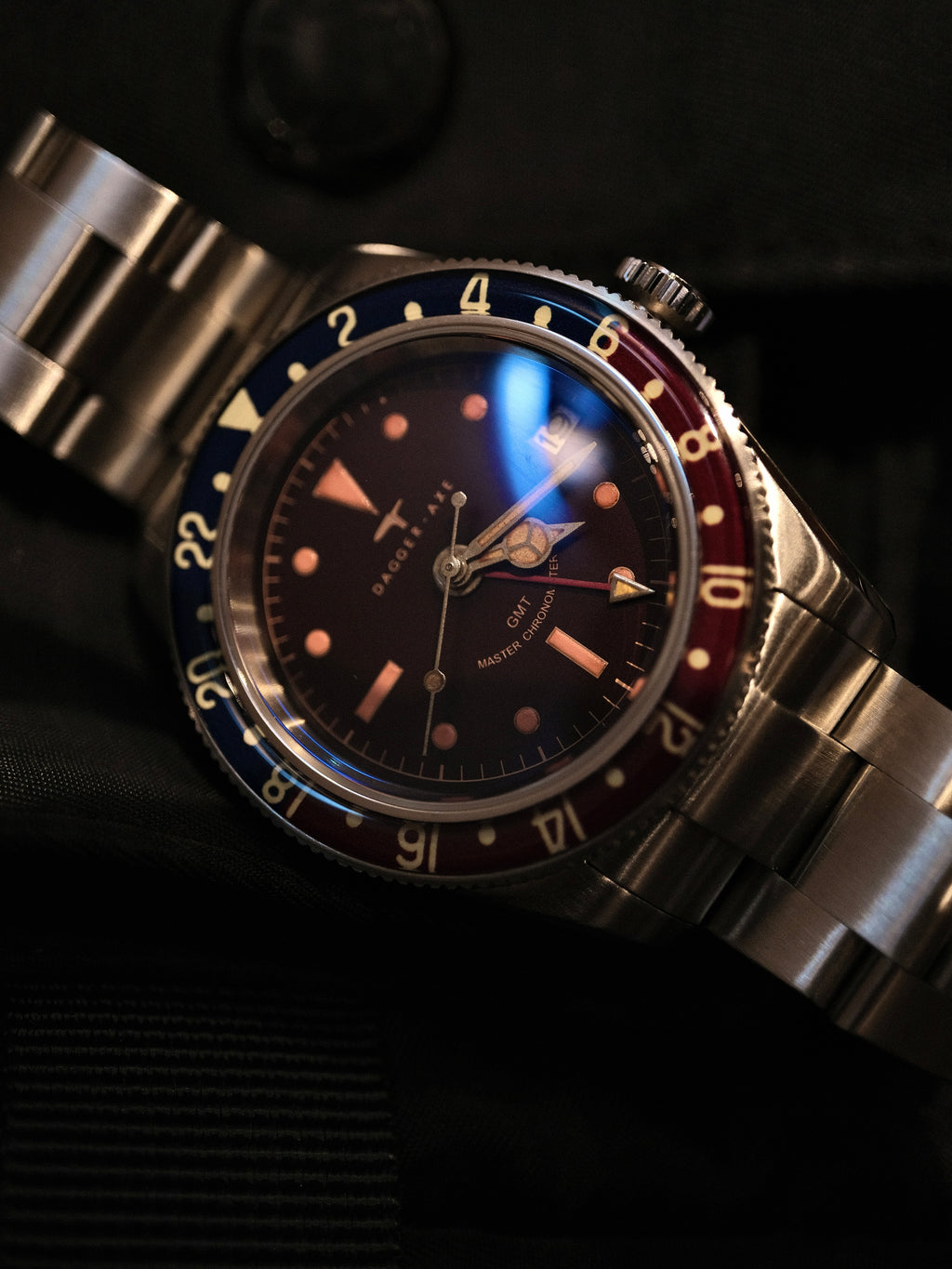 DAGGER-AXE watch old antique watch GMT two time retro mechanical watch Pepsi ring waterproof all luminous men's watch