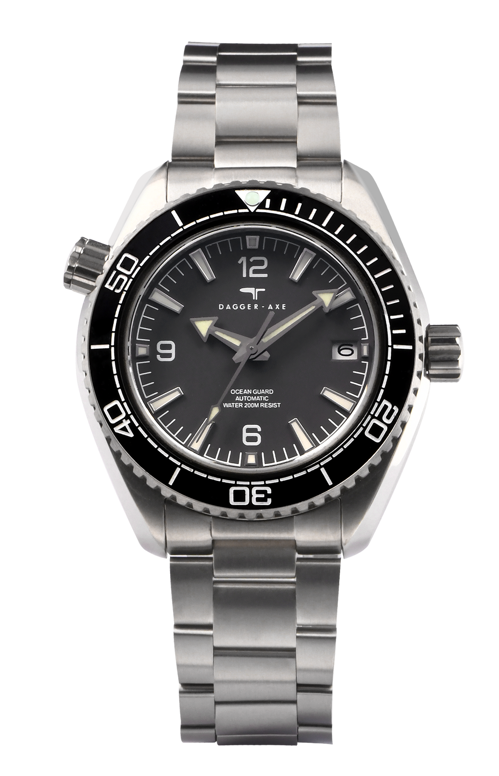 Dagger-axe Men's Diving Watch Titanium Seahorse Grey Disc Sapphire Mechanical Vintage Watch