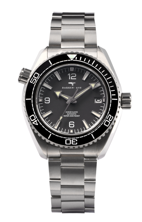 Dagger-axe Men's Diving Watch Titanium Seahorse Grey Disc Sapphire Mechanical Vintage Watch