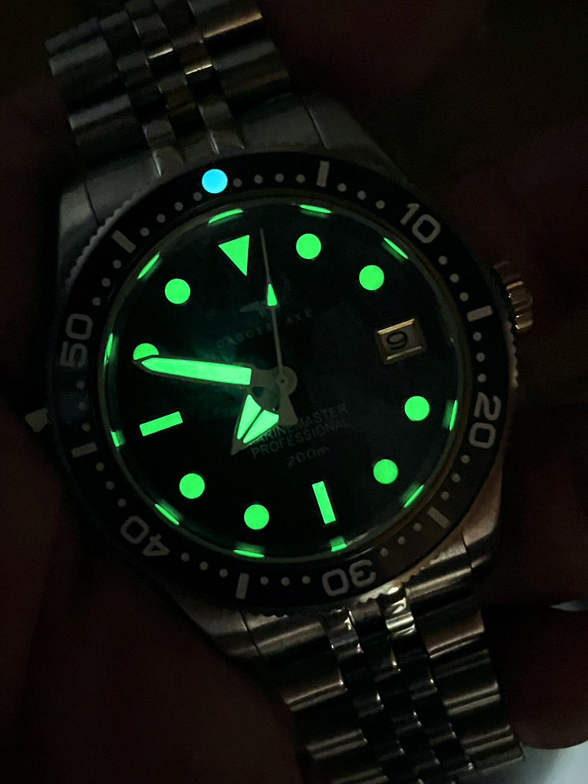 Dagger-axe Watch Rock Texture Dial Automatic Mechanical Watch Waterproof Luminous Five-bead Chain Men's Watch